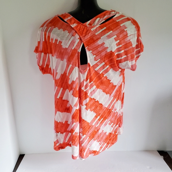 ANTHROPOLOGIE One September Orange Geo Top S - Picture 6 of 7